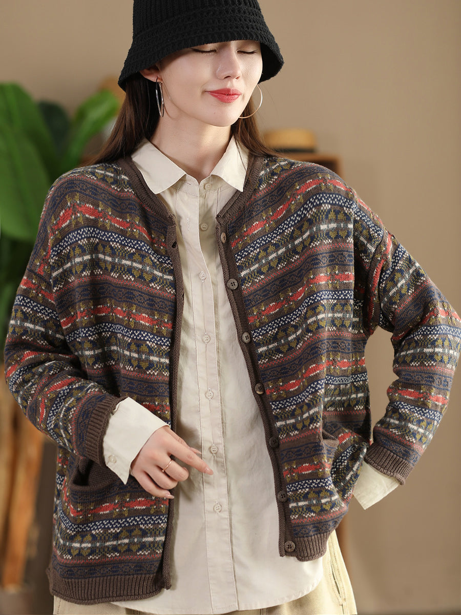 Women Autumn Cotton Knit Cardigan Sweater