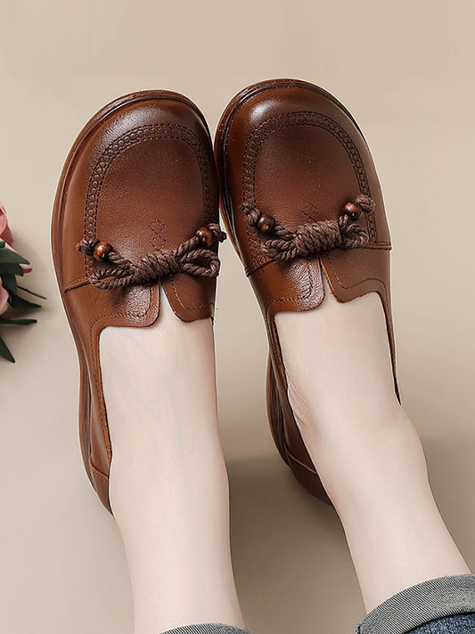 Women Autumn Genuine Leather Solid Platform Shoes