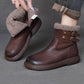 Women Winter Vintage Genuine Leather Fleece-lined Boots