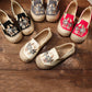 Women Ethnic Flower Embroidery Linen Cotton Flat Shoes