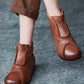 Women Genuine Leather Spliced Solid Low Heel Ankle Boots