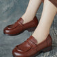 Women Vintage Genuine Solid Leather Low Heel Shoes