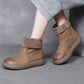 Women Vintage Soft Leather Spliced Foldable Flat Boots