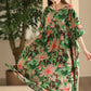 Women Summer Vintage Flower Linen Loose Dress