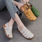 Women Summer Casual Leather Weave Solid Flat Shoes