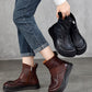 Women Vintage Soft Leather Spliced Flat Ankle Boots