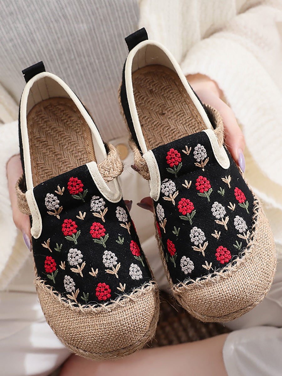 Women Summer Artsy Embroidery Linen Cotton Shoes