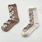 2 Pairs Women Autumn Flower Flocking Cotton Socks