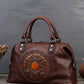 Women Leather Flower Spliced Capacity Hand Bag Shoulder Bag