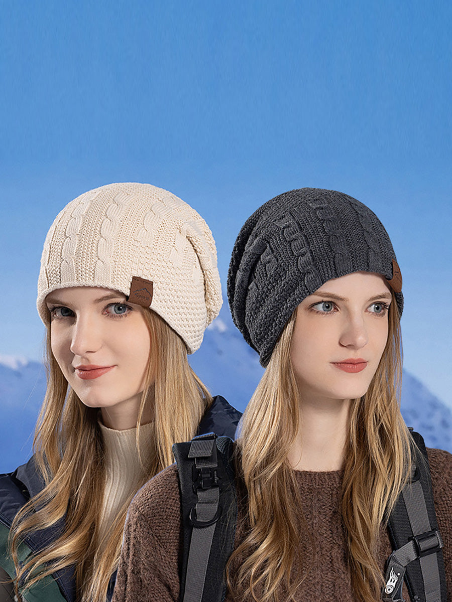 Women Winter Casual Fleece-lined Knit Solid Hat