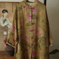 Women Summer Ethnic Flower Button Ramie Long Robe Shirt