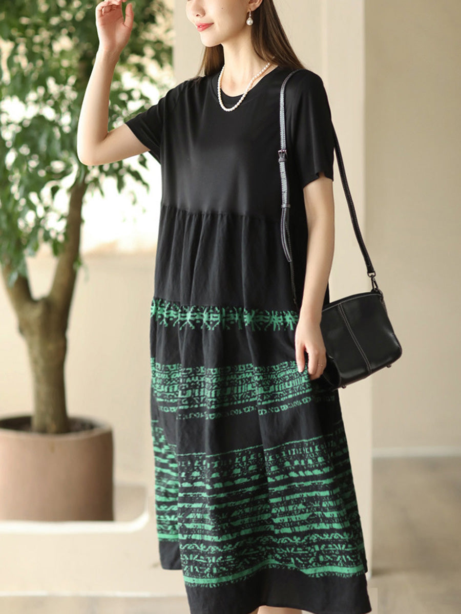 Women Summer Casual Spliced Loose Dress