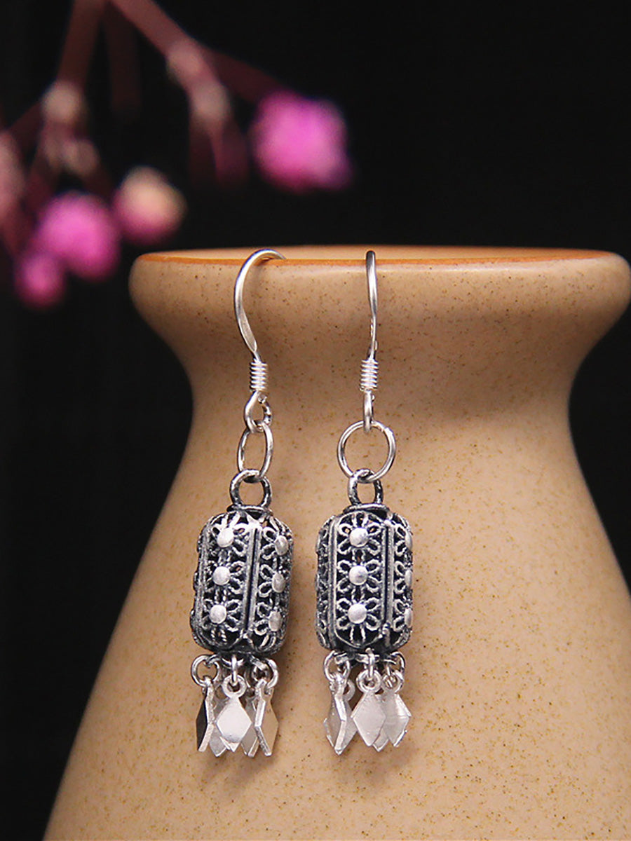 Women Vintage S925Silver Lantern Tassel Earrings