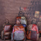 Women Colorblock Hand Painted Outdoor Leather Backpack