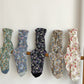 5 Pairs Women Artsy Floral Jacquard Cotton Socks