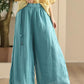 Women Summer Dual-layer Wide-leg Ramie Pants