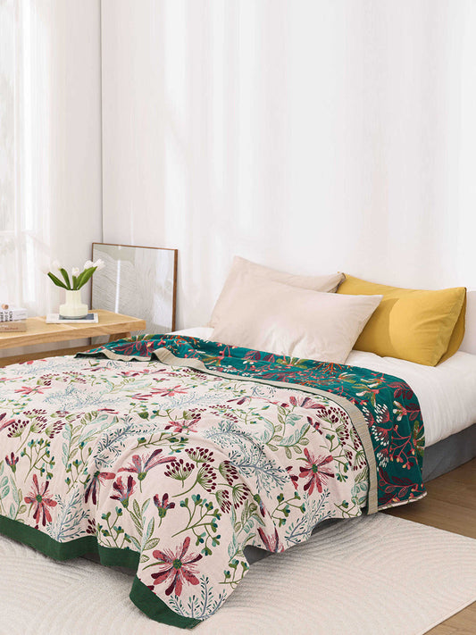 Multi-layer Cotton Flower Jacquard Bedcover Sofa Blanket