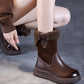 Women Vintage Leather Fleece-lined Platform Boots