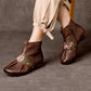 Women Ethnic Leather Embroidery Low Heel Boots