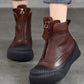 Women Vintage Vintage Leather Zipper Platform Boots