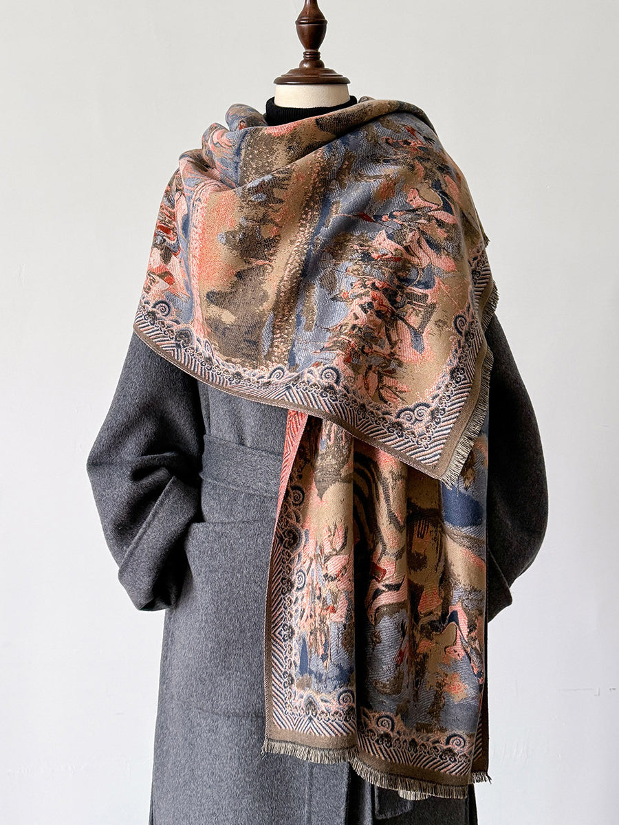 Women Travel Warm Jacquard Shawl Scarf