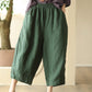 Women Summer Retro Solid Linen Loose Harem Pants