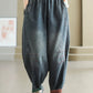 Women Autumn Artsy Spliced Denim Harem Pants