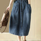 Women Casual Pocket Button Loose Sold Denim Skirt