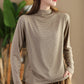 Women Autumn Casual Stripe Half Turtleneck Blouse