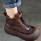 Women Vintage Vintage Leather Zipper Platform Boots