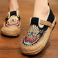 Women Summer Ethnic Embroidery Cloth Linen Flat Shoes