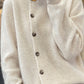 Women Autumn Solid Knit Wool Buttoned O-Neck Sweater