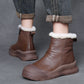 Women Vintage Winter Genuine Leather Fleece-lined Boots