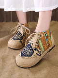 Women Autumn Ethnic Linen Embroidery Ankle Boots