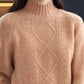 Women Winter Rhomboids Wool Half-Turtleneck Sweater