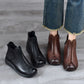 Women Vintage Genuine Leather Spliced Low Heel Boots