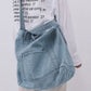 Vintage Solid Denim Spliced Shoulder Bag Handbag