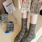 5 Pairs Women Artsy Floral Jacquard Cotton Socks