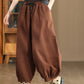 Women Autumn Casual Solid Spliced Cotton Harem Pants