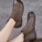 Women Solid Genuine Leather Winter Zipper Low Heel Boots