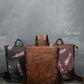 Women Vintage Leather Feather Embossing Backpack