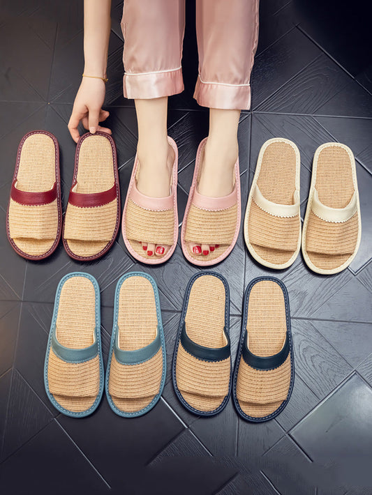 Summer Couple Linen Flat Indoor Antisilp Slippers