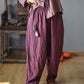 Women Vintage Spring Linen Solid Harem Pants