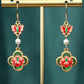 Women Vintage Enamel Flower Butterfly Pearl Earrings