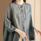 Women Spring Vintage Stripe Button-Up Blouse