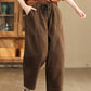 Women Autumn Vintage Solid Spliced Pocket Harem Pants