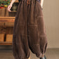 Women Autumn Retro Corduroy Spliced Harem Pants