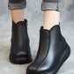 Women Vintage Genuine Leather Spliced Flat Boots