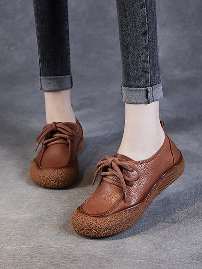 Women Casual Autumn Soft Leather Strap Flat Shoes