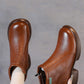 Women Vintage Commute Leather Zipper Mid-Heel Boots